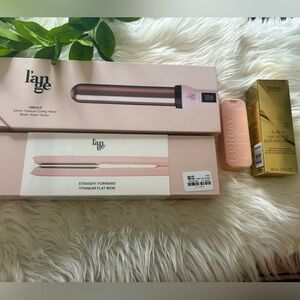 Lange Pink Curling Wand and Flat Iron Set
